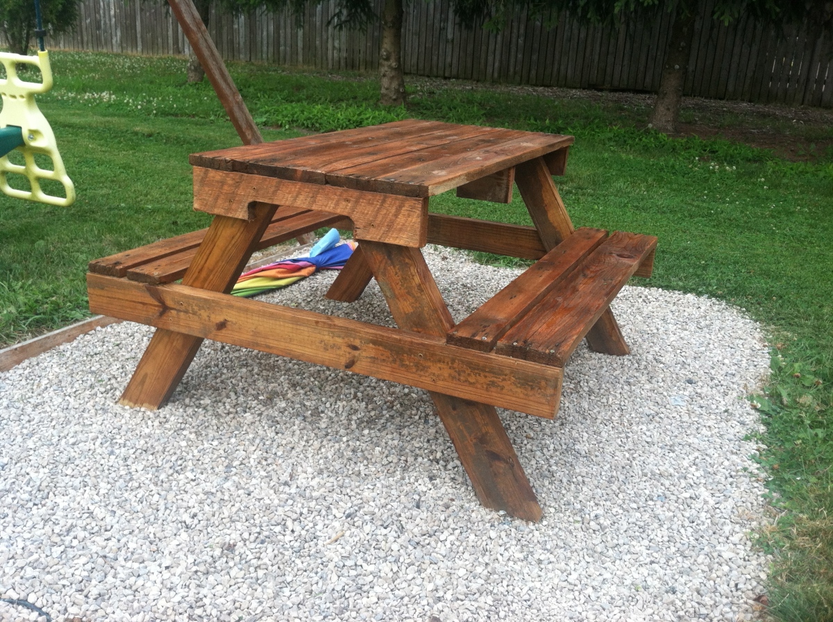 DIY Kids Picnic Table from Pallet Wood DIY at Needles ...